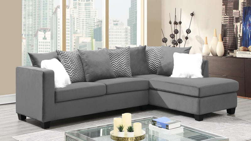 Bartlett Gray Velvet Sectional Lilving Room Collection