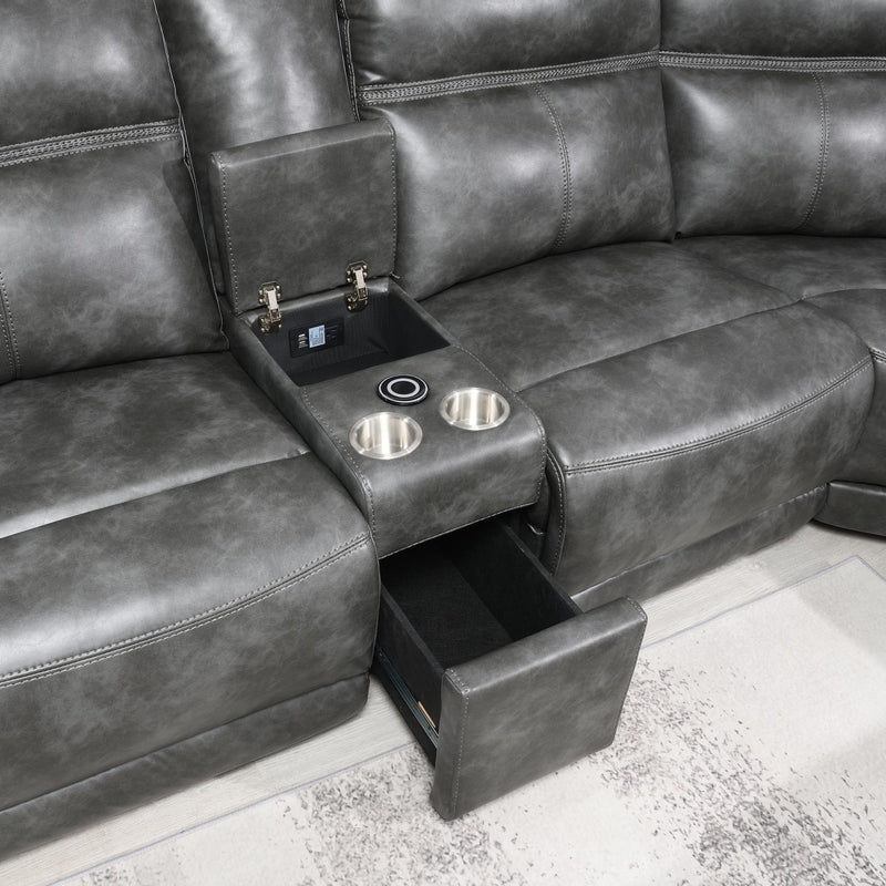 Elmer Charcoal Gray 6 PC Power Reclining Sectional