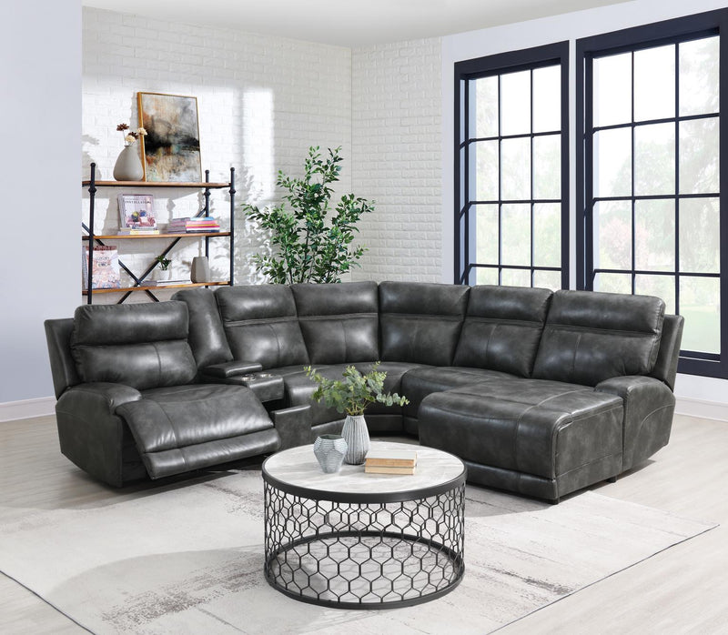 Elmer Charcoal Gray 6 PC Power Reclining Sectional