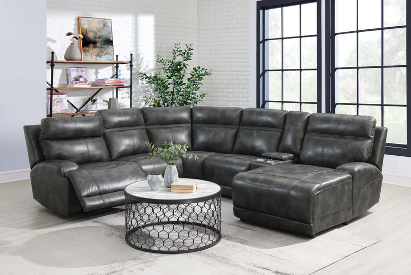 Elmer Charcoal Gray 6 PC Power Reclining Sectional