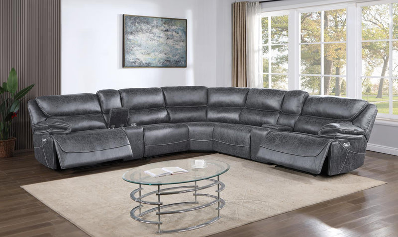 Philipa Gray Sectional W/ 3 Power Reclining Living Collection