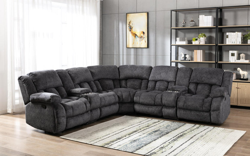 Leopold Charcoal Gray 7 Pc Motion Sectional