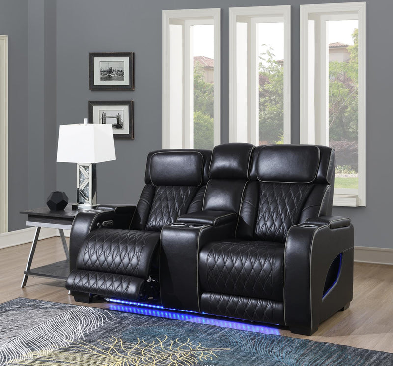 Portia Black Loveseat Living Room Collection