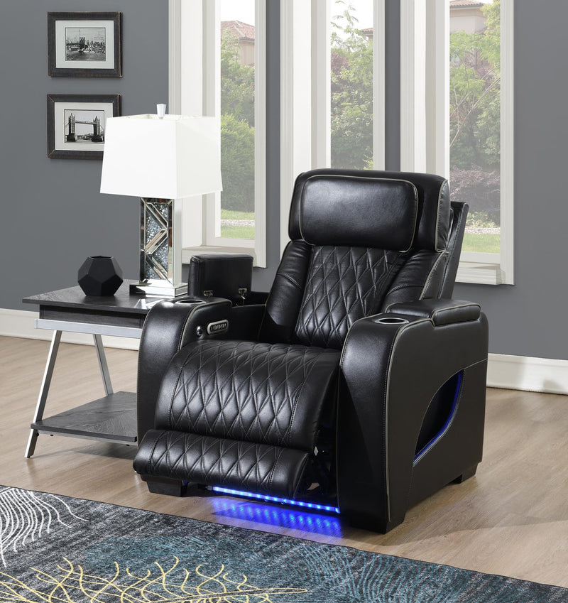 Portia Black Recliner Living Room Collection