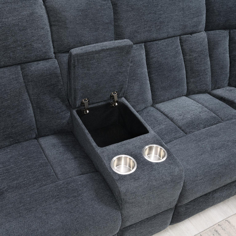 Faustina Navy Gray Motion 3 Pc Sectional