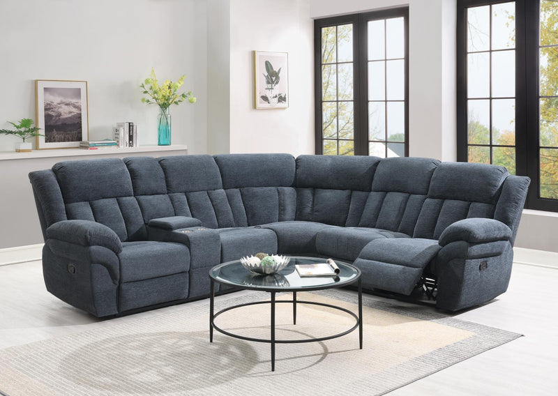 Faustina Navy Gray Motion 3 Pc Sectional