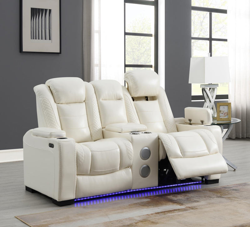Hunnley White Loveseat Living Room Collection