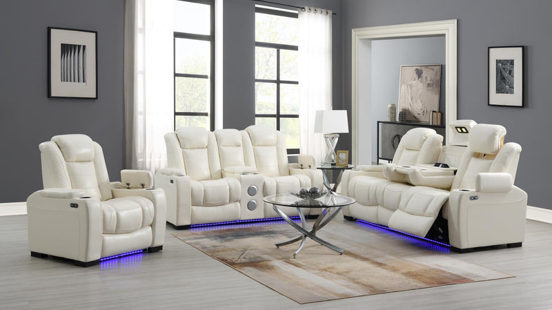 Hunnley White Motion Living Room Collection