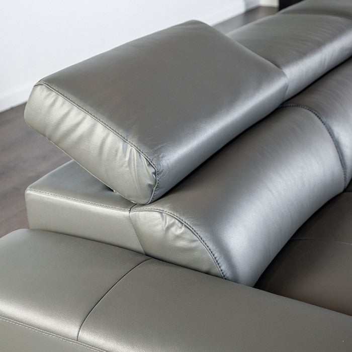 Vadso Dark Gray Leather Match Left Chaise Sectional