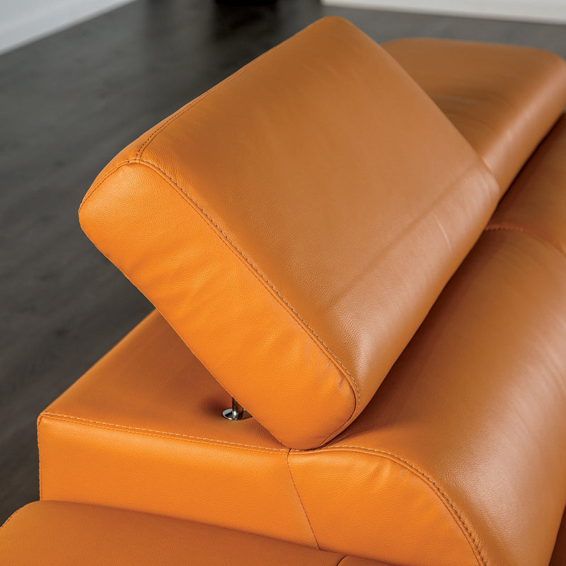 Vadso Tangerine Leather Match Left Chaise Sectional