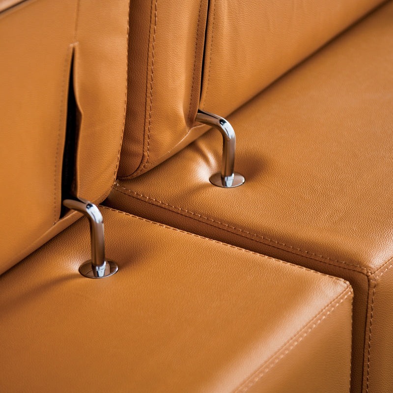 Vadso Tangerine Leather Match Right Chaise Sectional