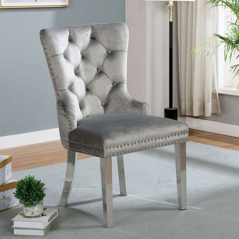 Valdevers Chrome & Gray 7pc Dining Room Set