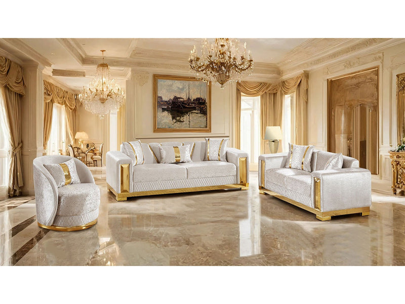 Valdosta Beige/Gold Sofa & Loveseat