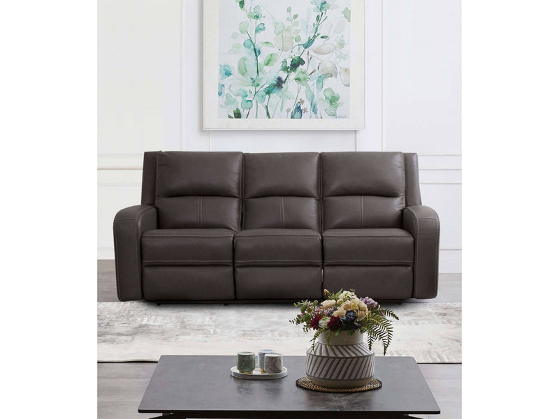 Vasilios Gray Leatherette Power Reclining Sofa