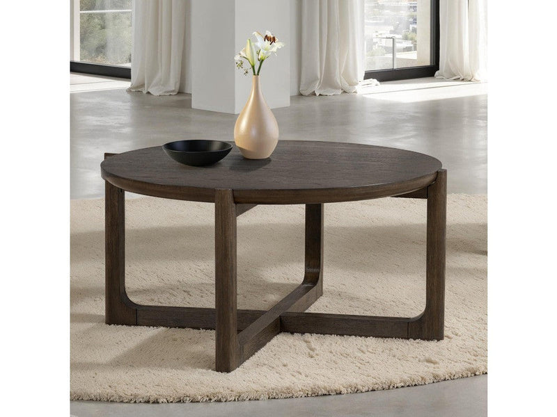 Vellara Dark Walnut 42" Cocktail Table w/ Wood Top