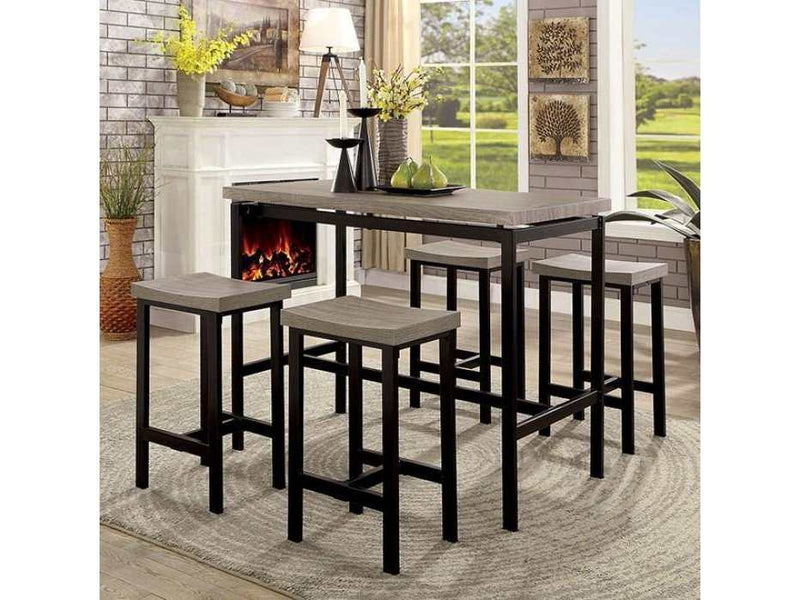 Vilvoorde Black & Gray Metal 5pc Counter Height Set