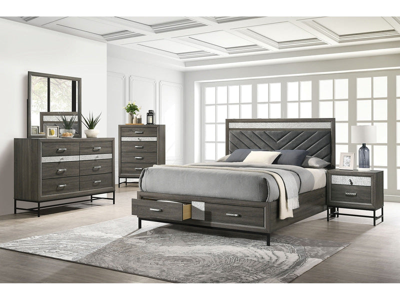 Voleta Gray 5 Pc. Queen Bedroom Set w/ 2NS