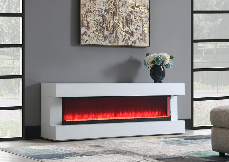 Ebony Fire Place Tv Stand W/ Bluetooth Speaker