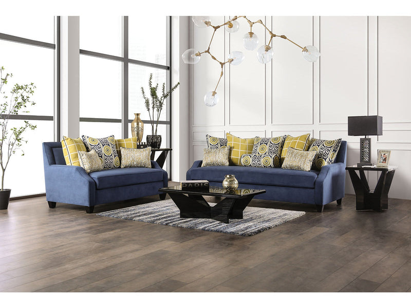 West brompton Navy/Yellow Sofa & Loveseat