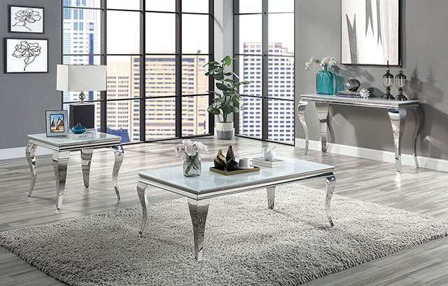 Wetzikon White/Silver Sofa Table