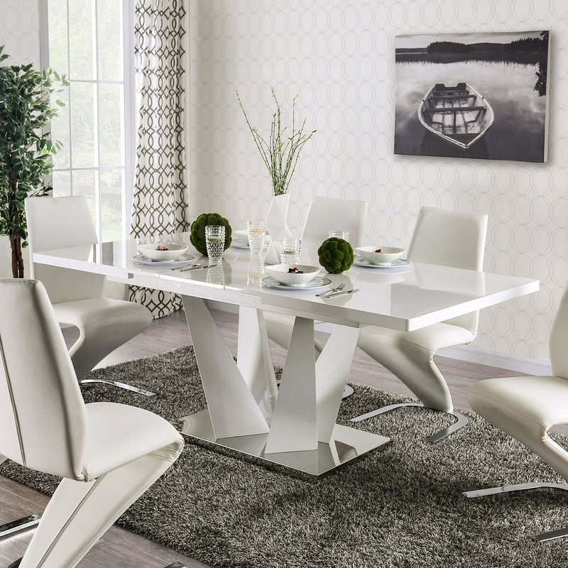Zain White/Chrome 7 Pc. Dining Set