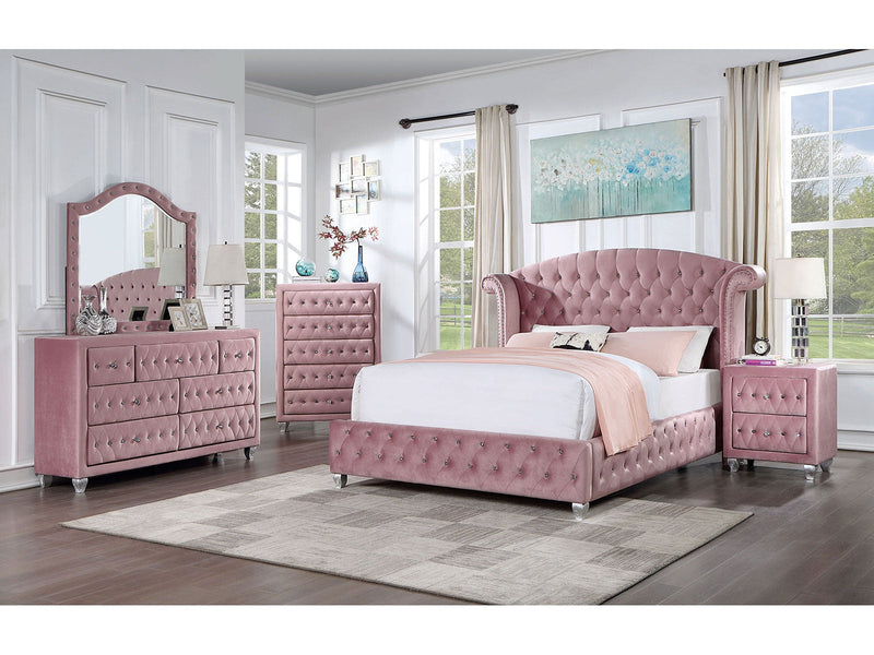 Zohar Pink 5 Pc. Queen Bedroom Set w/ Chest