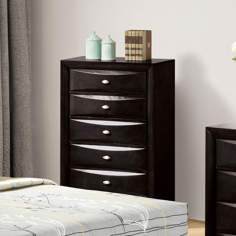 Zosimo Black 5 Pc. Queen Bedroom Set w/ Chest