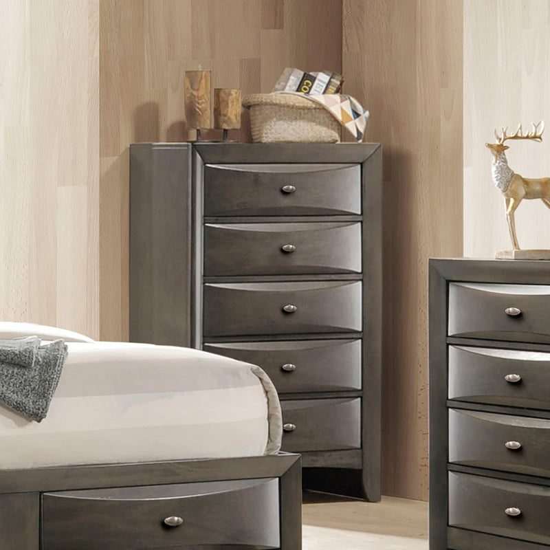 Zosimo Gray 5 Pc. Queen Bedroom Set w/ Chest