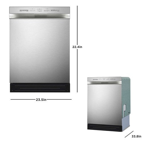 Midea: 24" Front Control Dishwasher, 52 dBA, Hybrid Tub - Stainless (MDF24P1BST)