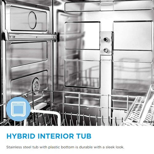 Midea: 24" Front Control Dishwasher, 52 dBA, Hybrid Tub - Stainless (MDF24P1BST)