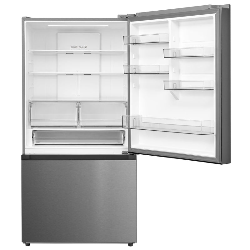 Midea: 23 CF Bottom Mount Refrigerator, 33" Wide - Stainless