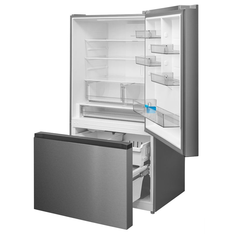 Midea: 23 CF Bottom Mount Refrigerator, 33" Wide - Stainless