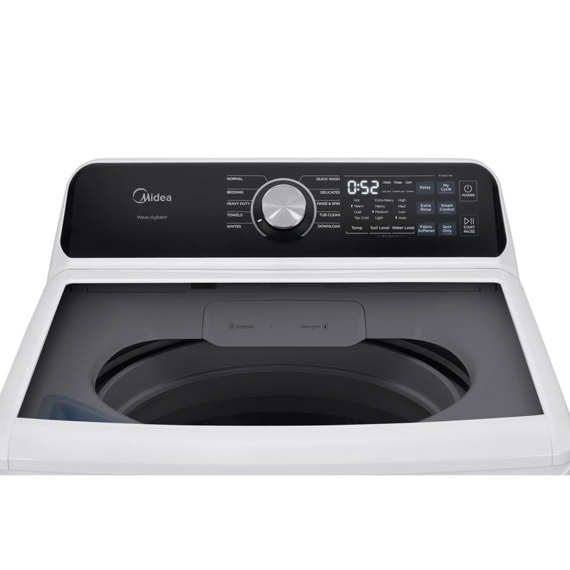 Midea: 4.4 CF Top Load Washer (MLTW44A4BWW) & 7.0 CF Gas Dryer (MLTG45N4BWW) - White