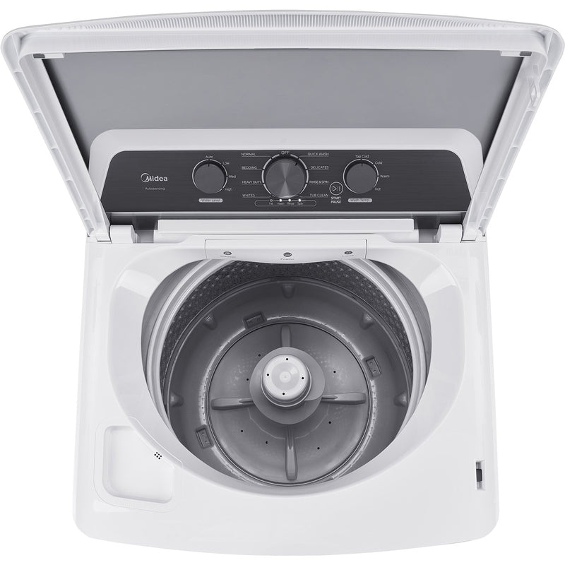 Midea: 4.1 CF Top Load Washer, Agitator, Stainless Tub - White